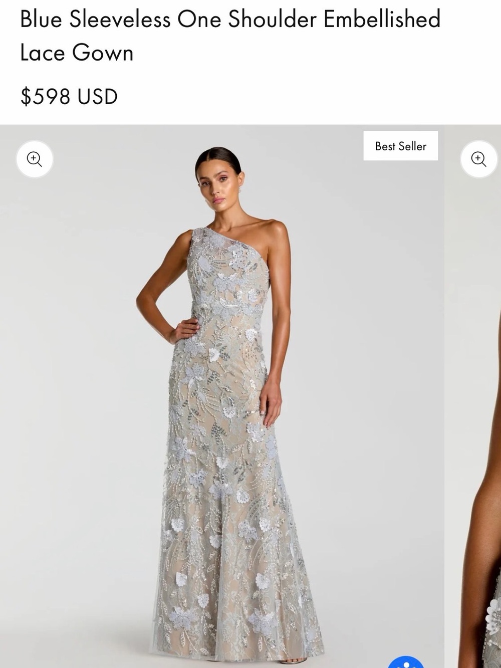 Mac Duggal Light Blue One-Shoulder Gown 0, $375 (retail $598)